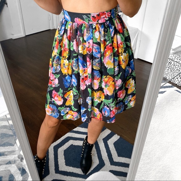 💐 RIVER ISLAND BOHO HIGH WAIST PLEATED MULTI FLORAL SKATER SKIRT! - Picture 5 of 9